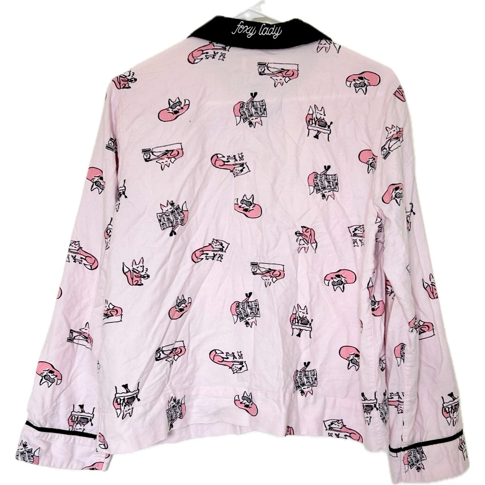 Kate Spade Foxy Lady Pink and Black Print Pajama Set Size Medium - Picture 3 of 11